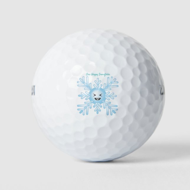 Happy Snowflake Emoticon Thunder_Cove  Golf Balls (Front)