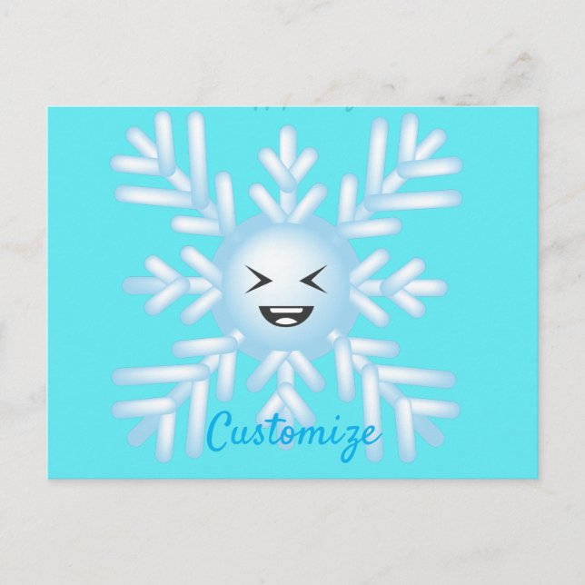 Happy Snowflake Emoticon Thunder_Cove Postcard (Front)