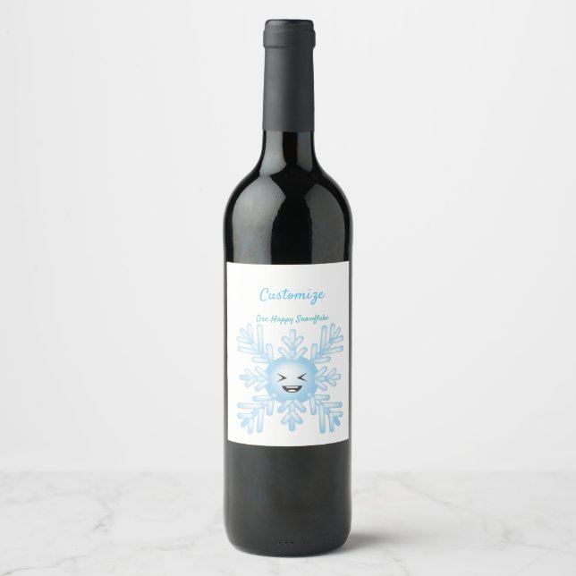 Happy Snowflake Emoticon Thunder_Cove Wine Label (Front)