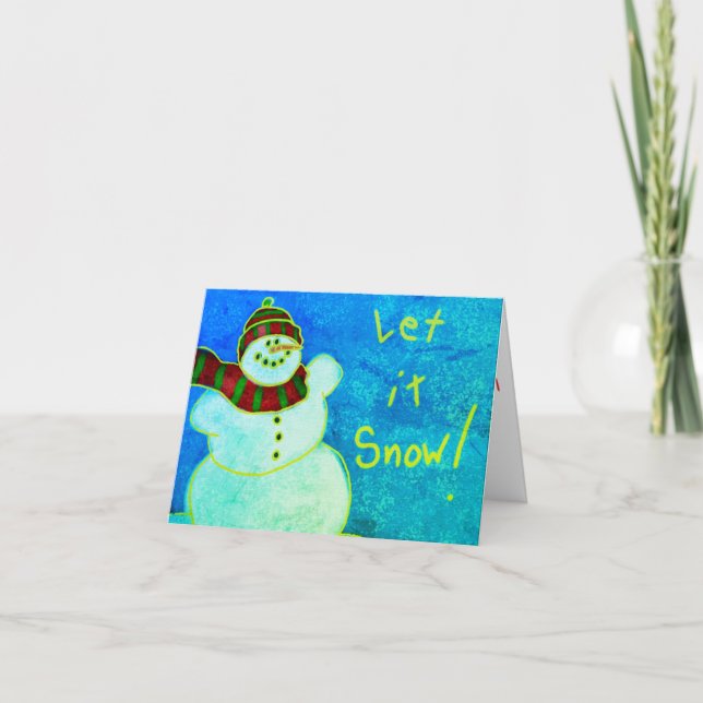 Happy Snowman Abstract Art Card (Front)
