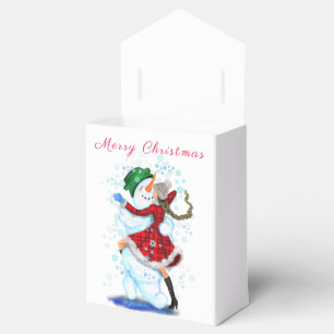 Happy Snowman and Girl Dance Tango Christmas Party Favour Box