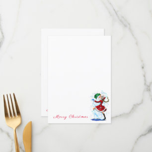 Happy Snowman and Girl Dance Tango Christmas Party Menu