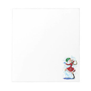 Happy Snowman and Girl Dance Tango Christmas Party Notepad