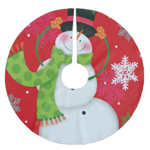 Happy Snowman Brushed Polyester Tree Skirt