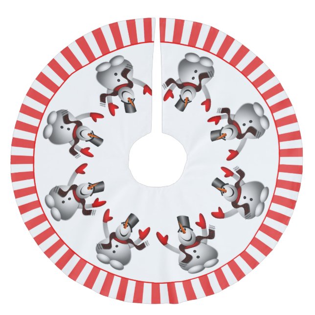 Happy Snowman Christmas Cheer Brushed Polyester Tree Skirt (Front)