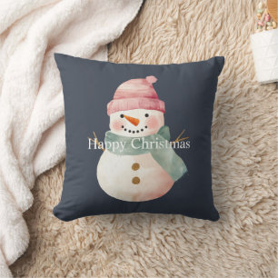 Happy Snowman Christmas Cushion