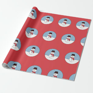 Happy Snowman Christmas Holiday Wrapping Paper