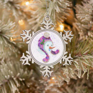 Happy Snowman Christmas Ornament