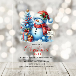 Happy Snowman Christmas Party Acrylic Invitations