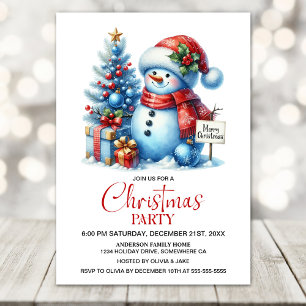Happy Snowman Christmas Party Invitation