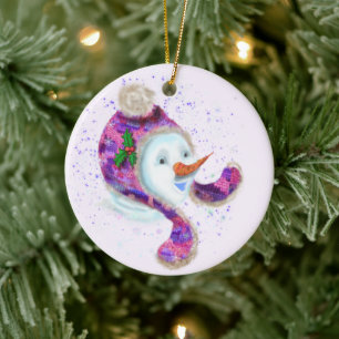Happy Snowman Christmas Tree Ornament