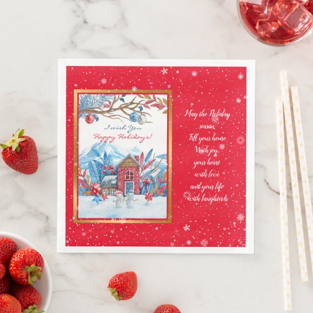 Happy Snowman Customise Napkin (Insitu)