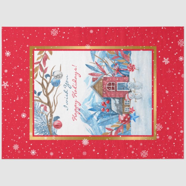 Happy Snowman Customise Tissue Paper (Front)