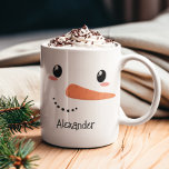 Happy Snowman Face Personalised Christmas Mug<br><div class="desc">Happy Snowman Personalised Christmas Mug</div>