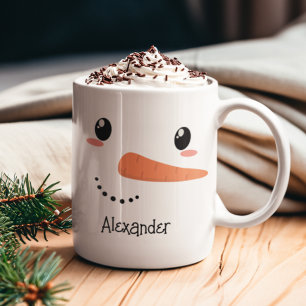 Happy Snowman Face Personalised Christmas Mug