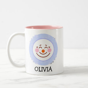 Happy Snowman Face Personalised Name Holiday Two  Two-Tone Coffee Mug