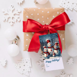 Happy Snowman Family Christmas Gift Tags