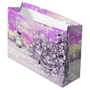 Happy snowman for Christmas Large Gift Bag