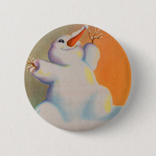 happy snowman greets the morning 6 cm round badge