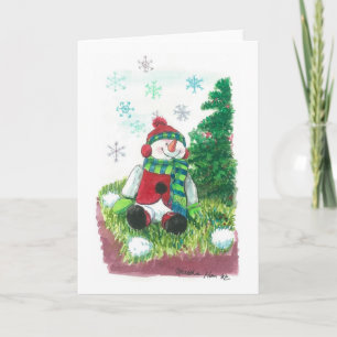 Happy snowman holiday card
