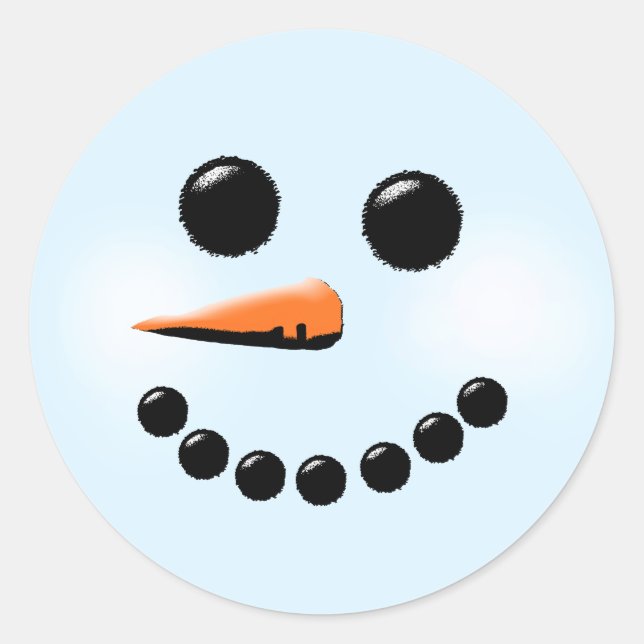Happy Snowman Holiday Classic Round Sticker (Front)