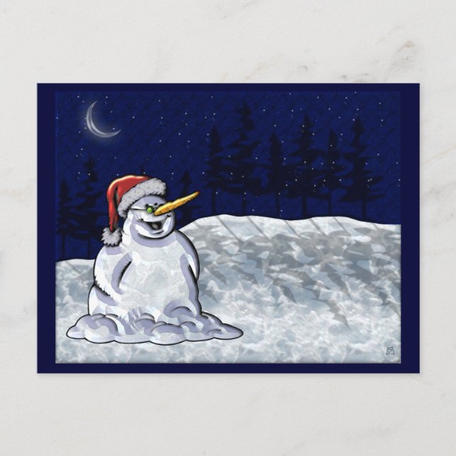 Happy Snowman Holiday Postcard (Front)