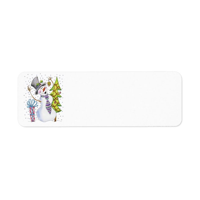 Happy Snowman Label Return Address Label (Front)