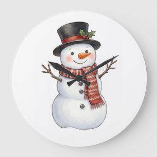 Happy Snowman Large Clock