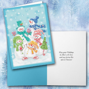 Happy Snowman Retro Christmas Card