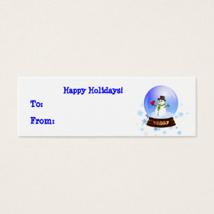 Happy Snowman Snowglobe Holiday Gift Tags