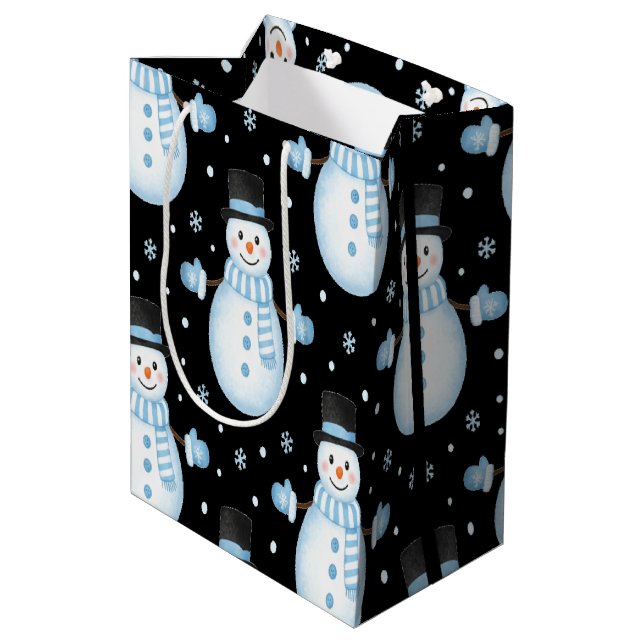 Happy Snowman Vibes Frosty Christmas Designs Medium Gift Bag (Back Angled)
