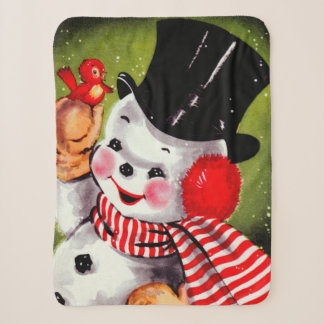 Happy Snowman Vintage Sherpa Blanket