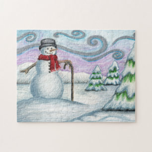 Happy Snowman Winter Wonderland Puzzle