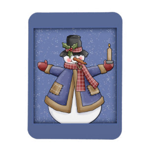 Happy Snowman with candle Magnet