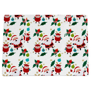 Happy snowman with gifts Christmas   Large Gift Bag