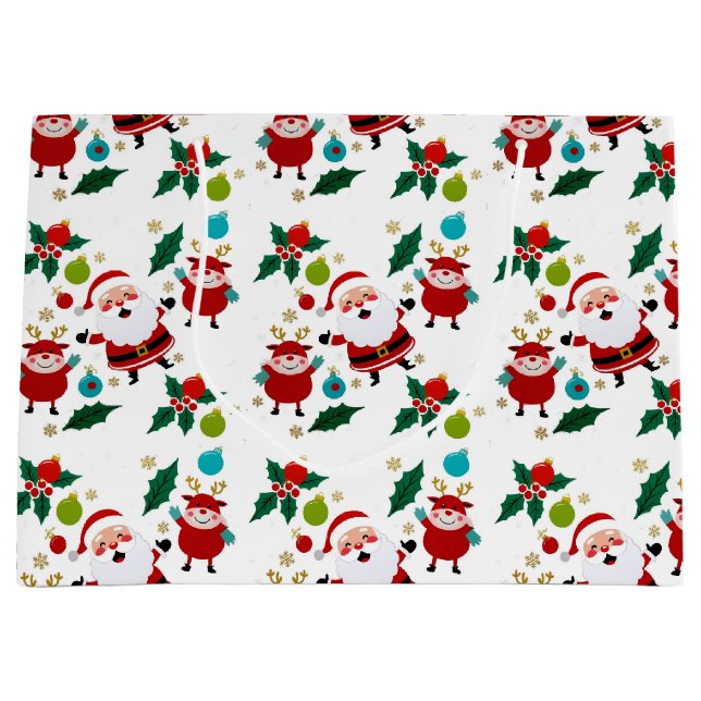 Happy snowman with gifts Christmas   Large Gift Bag (Front)