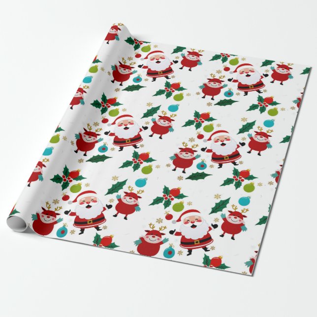 Happy snowman with gifts Christmas   Wrapping Paper (Unrolled)