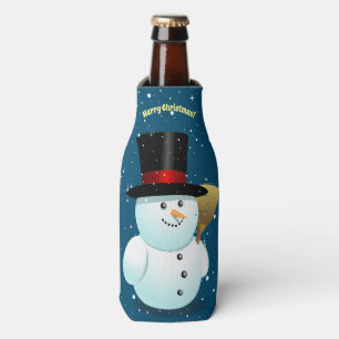Happy Snowman With Top Felt Hat Bottle Cooler