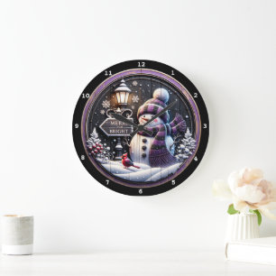 Happy Snowman Wonderland" - Festive Christmas Wall Large Clock