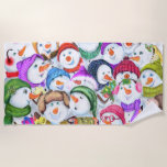 Happy Snowmans Christmas Beach Towel<br><div class="desc">Christmas Beach Towels with Happy Snowmans Merry Christmas Party Funny Drawing Cartoon Snowman - Choose / Add Your Unique Text / Font / Colour - Make Your Special Beach Towel Gift - Resize and move or remove and add elements / image with customisation tool ! - Drawing and Design by...</div>