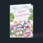 Happy Snowmans Christmas Card<br><div class="desc">Merry Christmas Cards with Happy Snowmans Merry Christmas Party Funny Drawing Cartoon Snowman and Text Christmas Card - or Choose / Add Your Unique Text / Font / Colour - Make Your Special Gift - Resize and move or remove and add elements / image with Customisation tool ! - Drawing...</div>