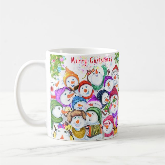 Happy Snowmans Christmas Coffee Mug (Left)