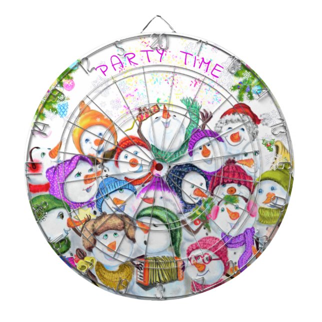 Happy Snowmans Christmas Dart Board (Front)