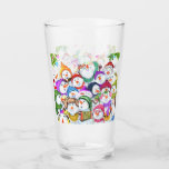 Happy Snowmans Christmas Glass<br><div class="desc">Glasses with Happy Snowmans Merry Christmas Party Funny Drawing Snowman Celebration Gifts - or Choose / Add Your Unique Text / Font / Colour - Make Your Special Glass Gift - Resize and move or remove and add elements / image with customisation tool ! - Drawing and Design by MIGNED....</div>