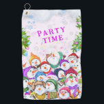 Happy Snowmans Christmas Golf Towel<br><div class="desc">Christmas Golf Towels with Happy Snowmans Christmas Party Funny Drawing Snowman Celebration Golf Towel - Customisable - or Choose / Add Your Unique Text / Font / Colour - Make Your Special Golf Gift - Resize and move or remove and add elements / image with Customisation tool ! Drawing and...</div>