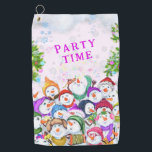 Happy Snowmans Christmas Golf Towel<br><div class="desc">Christmas Golf Towels with Happy Snowmans Christmas Party Funny Drawing Snowman Celebration Golf Towel - Customisable - or Choose / Add Your Unique Text / Font / Colour - Make Your Special Golf Gift - Resize and move or remove and add elements / image with Customisation tool ! Drawing and...</div>