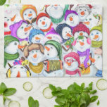 Happy Snowmans Christmas Party Kitchen Towel<br><div class="desc">Happy Snowmans Merry Christmas Party Funny Drawing Cartoon Snowman Celebration - Choose / Add Your Unique Text / Font / Colour - Make Your Special Gift - Resize and move or remove and add elements / image with customisation tool ! - Drawing and Design by MIGNED. You can also transfer...</div>