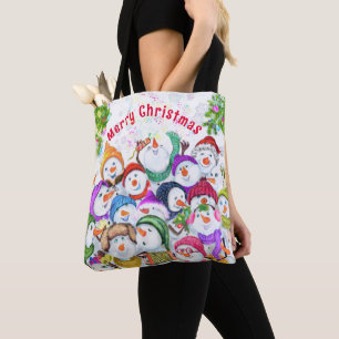 Happy Snowmans Christmas Tote Bag