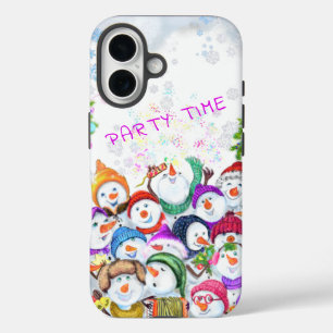 Happy Snowmans Merry Christmas Party Funny Drawing iPhone 16 Case