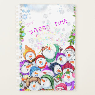 Happy Snowmans Merry Christmas Party Funny Drawing Planner